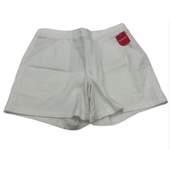 SPANX Stretch Twill Slimming Shorts Chino XL Pull On Bundle Green Blue Gray Tan - Picture 2 of 10